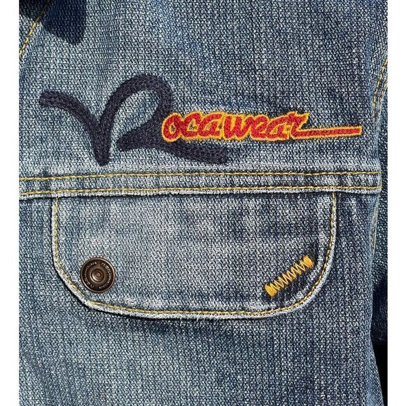 Rocawear Street Wear Acid Wash Blue Jean Cropped Jacket Size M - Picture 5 of 10
